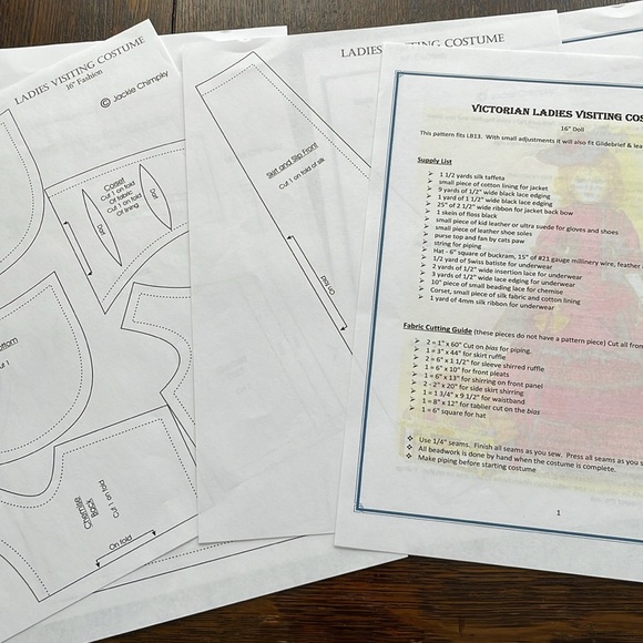 Visiting Costume for 16" French Fashion Doll, sewing pattern by Jacki Chimpky - Picture 4 of 5